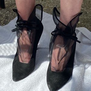 Sleek Black and Mesh Maud Frizon Heels